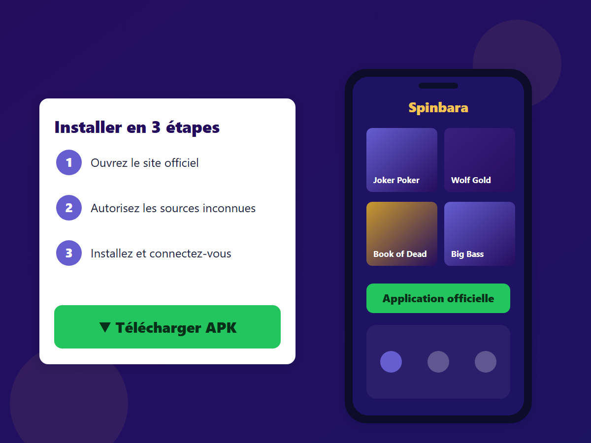 Application mobile Spinbara Casino — installation